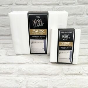 Hotel Style 600TC Egyptian Cotton Sateen Full Size Sheet Set 6pc White Stripe